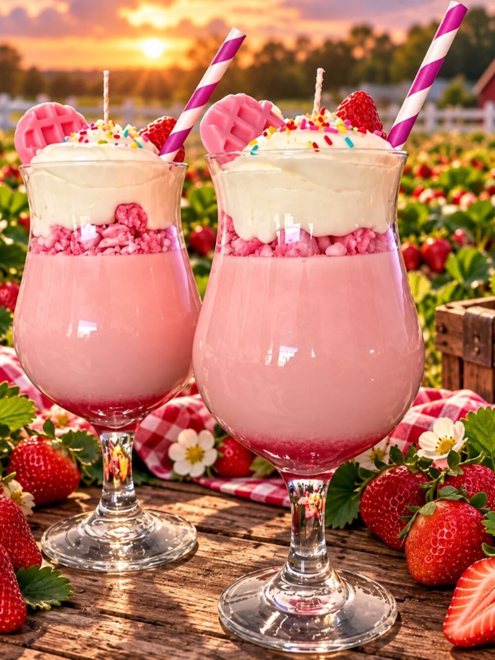 Handcrafted Strawberry Dessert Candle-Strawberry Whip & Waffle Dream - Picture 1 of 4